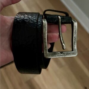 Black Textured leather Belt with Silver Buckle